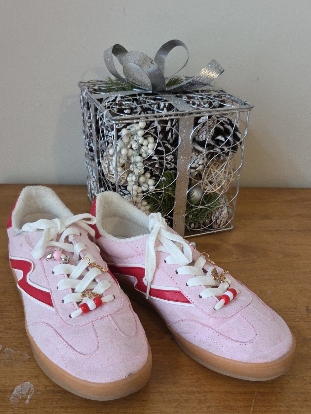 Madden Girl Pink Suede Low-Top Sneakers with Red Accent